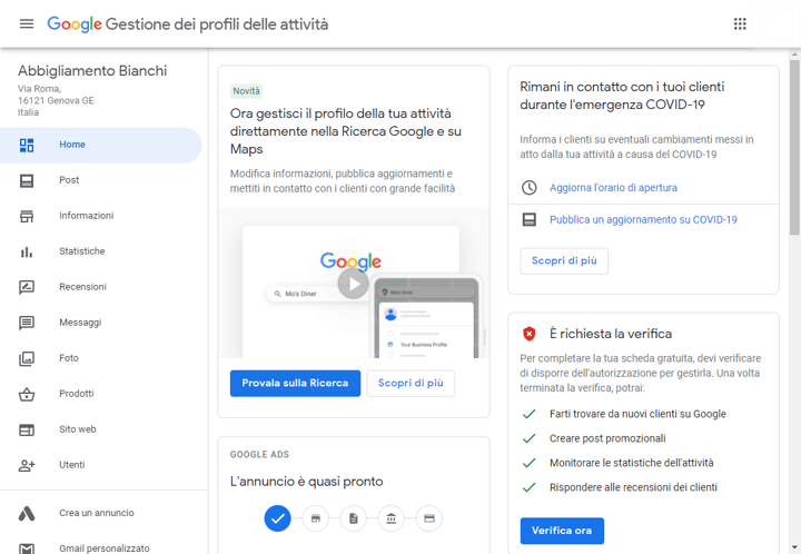 dashboard google my business