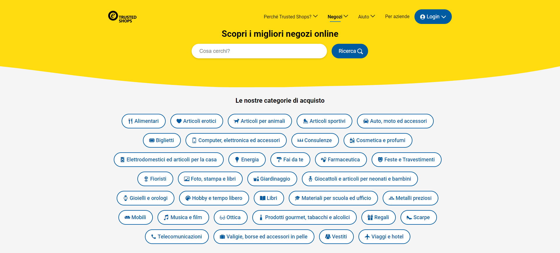 layout della funzione di ricerca dei negozi Trusted Shops