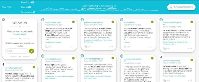 monitoraggio social media social searcher